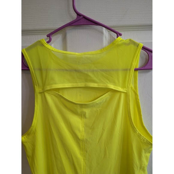 Lululemon Sculpt Tank Top Neon Yellow Mesh Back Cutout Running Womens - Size 8 - Picture 6 of 7